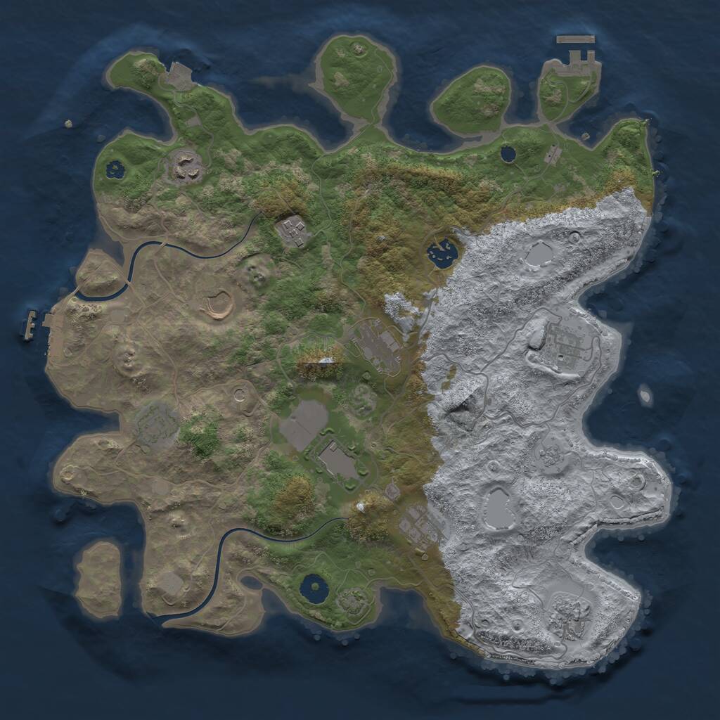 Rust Map: Procedural Map, Size: 3800, Seed: 574485875, 16 Monuments