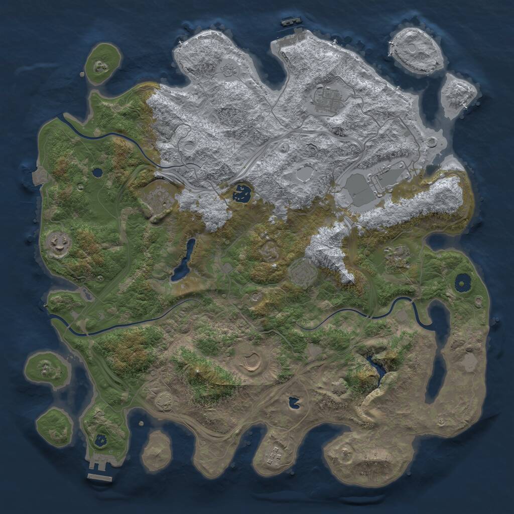 Rust Map: Procedural Map, Size: 4250, Seed: 2074850837, 15 Monuments