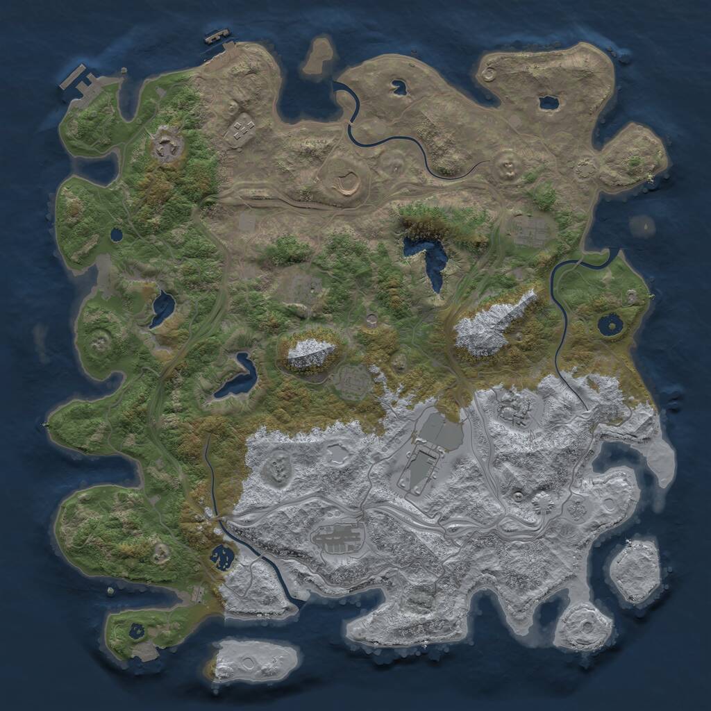Rust Map: Procedural Map, Size: 4500, Seed: 765491, 16 Monuments