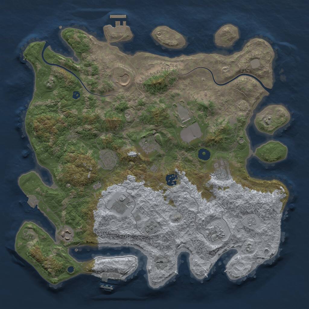 Rust Map: Procedural Map, Size: 3850, Seed: 1885735084, 16 Monuments