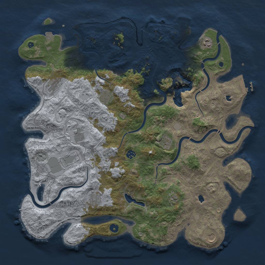 Rust Map: Procedural Map, Size: 4500, Seed: 7212, 17 Monuments
