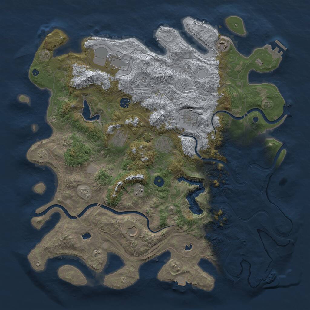 Rust Map: Procedural Map, Size: 4500, Seed: 1411436826, 14 Monuments