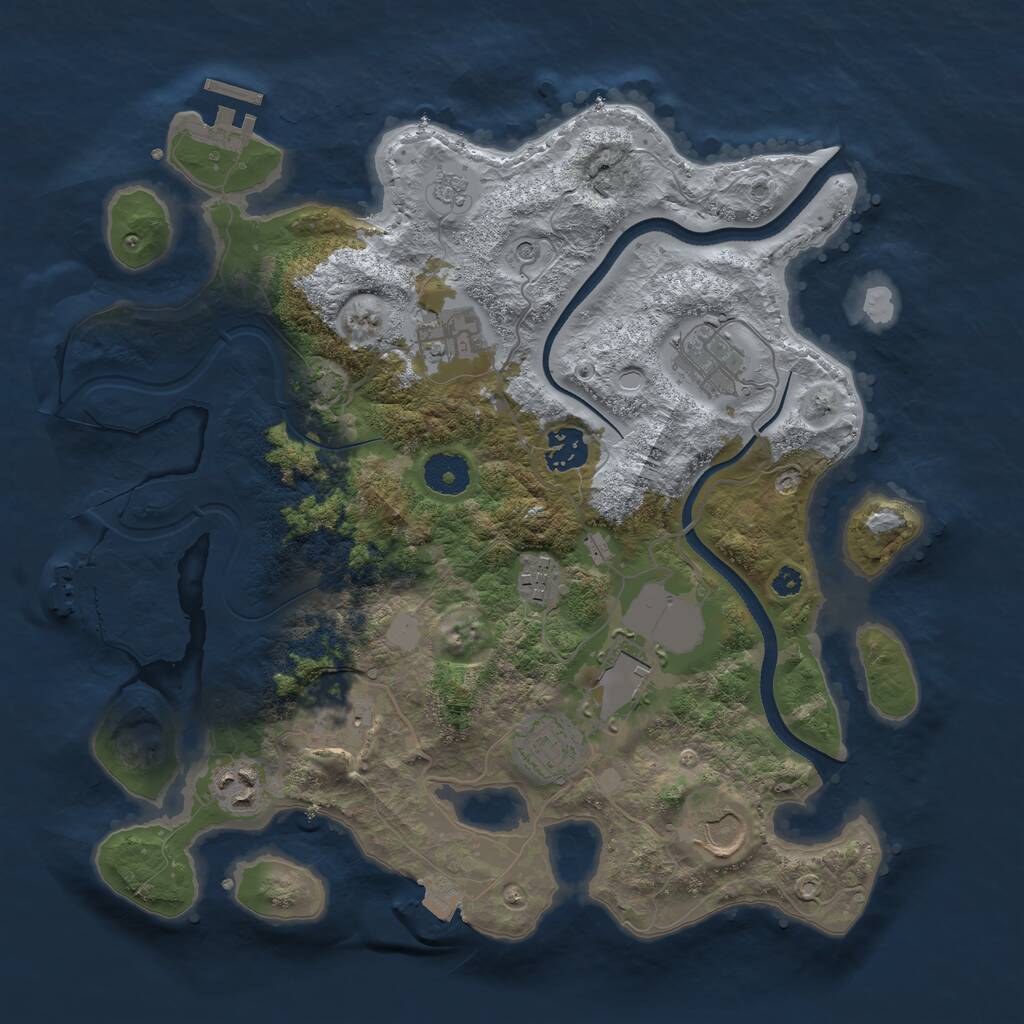 Rust Map: Procedural Map, Size: 3500, Seed: 963069, 15 Monuments