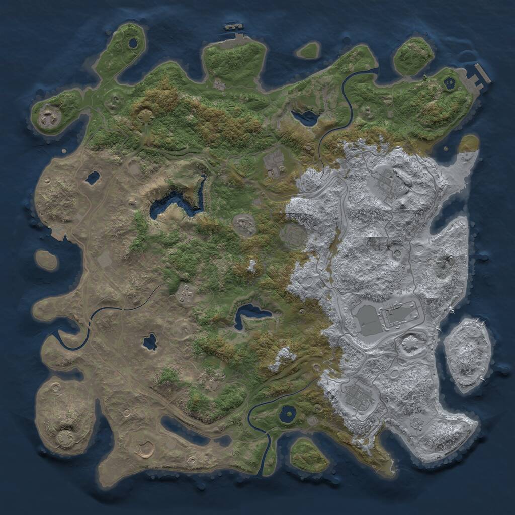 Rust Map: Procedural Map, Size: 4500, Seed: 1693137321, 15 Monuments