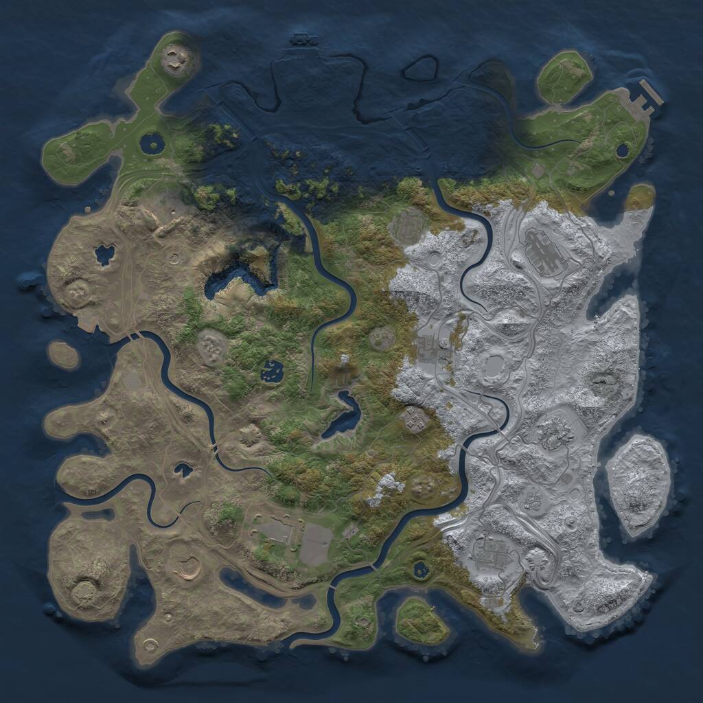 Rust Map: Procedural Map, Size: 4500, Seed: 1693137321, 17 Monuments