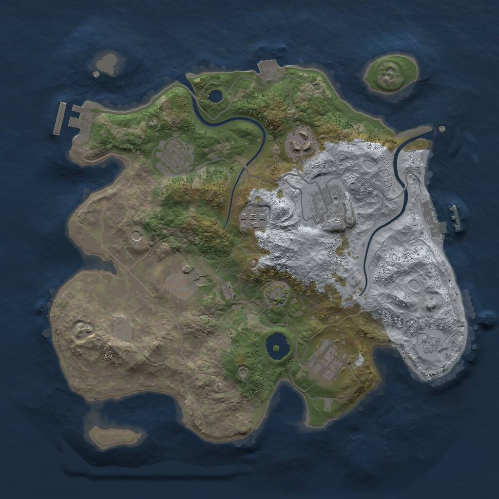 Rust Map: Procedural Map, Size: 3000, Seed: 1093813861, 12 Monuments