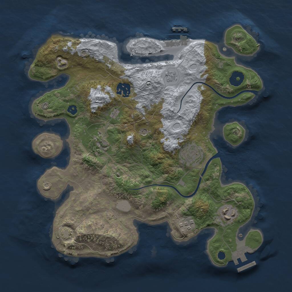 Rust Map: Procedural Map, Size: 3000, Seed: 28619, 11 Monuments