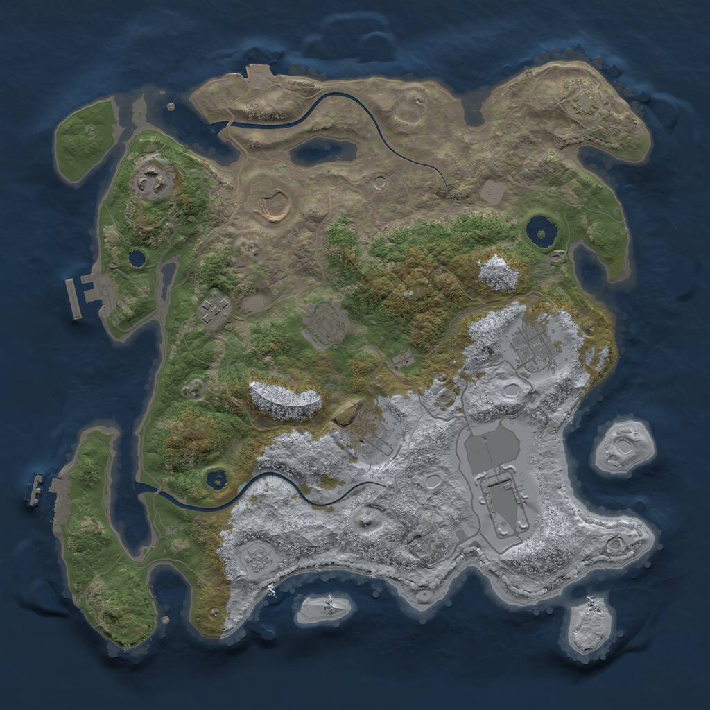 Rust Map: Procedural Map, Size: 3500, Seed: 840530132, 13 Monuments