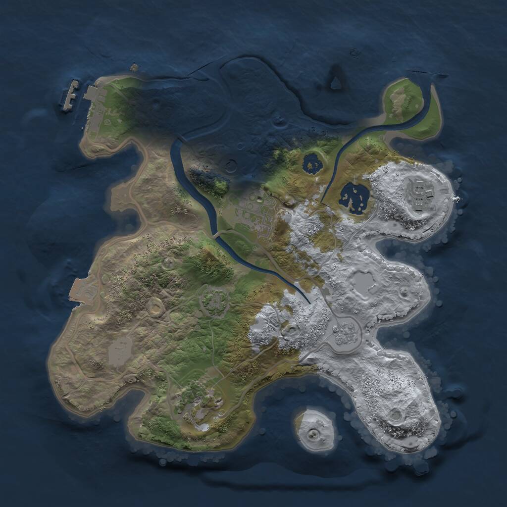 Rust Map: Procedural Map, Size: 2500, Seed: 1915934230, 9 Monuments