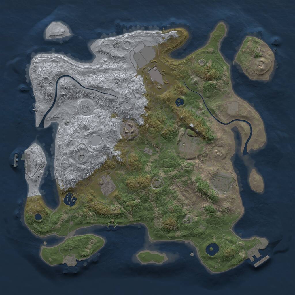 Rust Map: Procedural Map, Size: 3500, Seed: 392764403, 12 Monuments