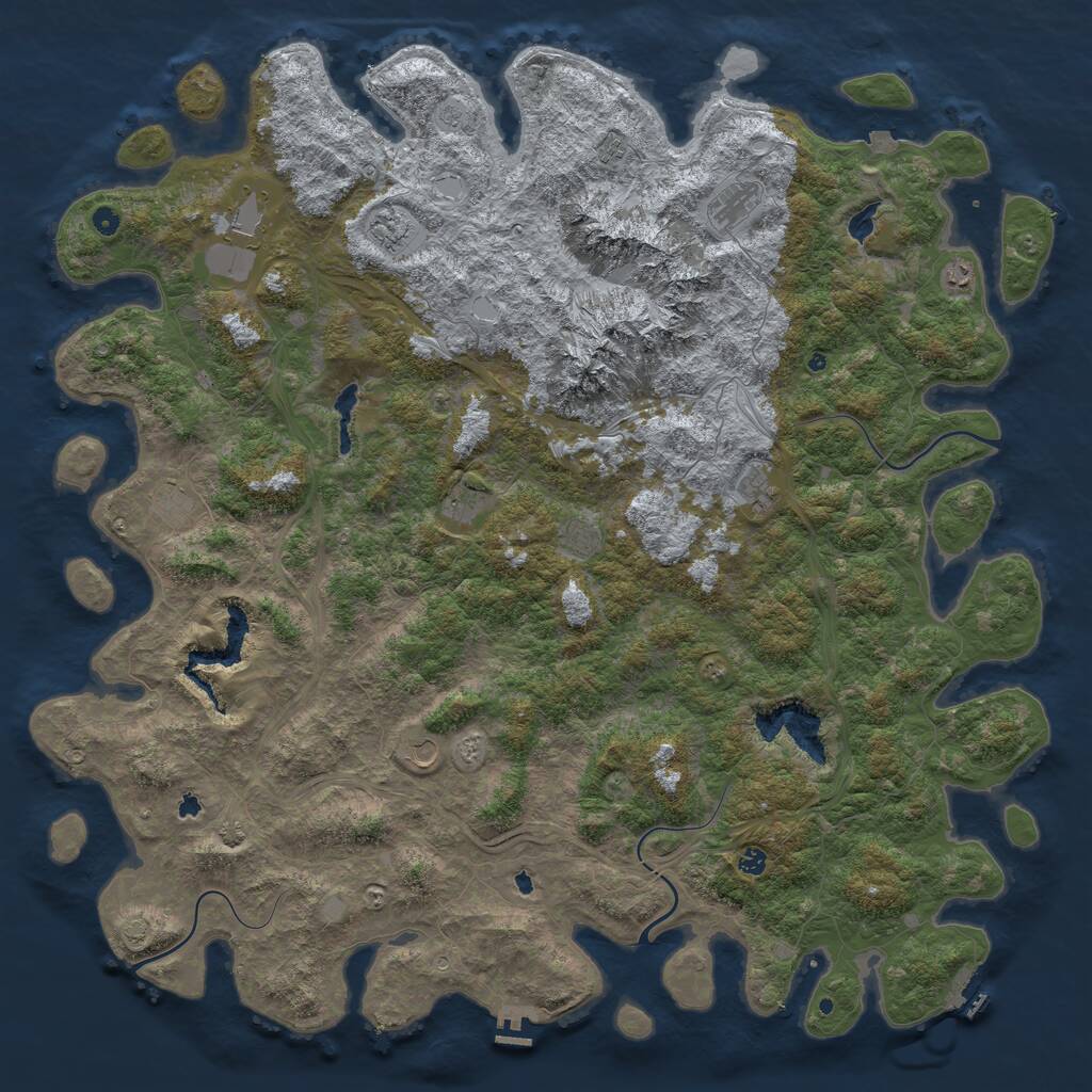 Rust Map: Procedural Map, Size: 6000, Seed: 477992062, 17 Monuments