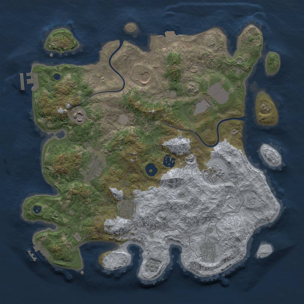 Rust Map: Procedural Map, Size: 3700, Seed: 1854712545, 15 Monuments