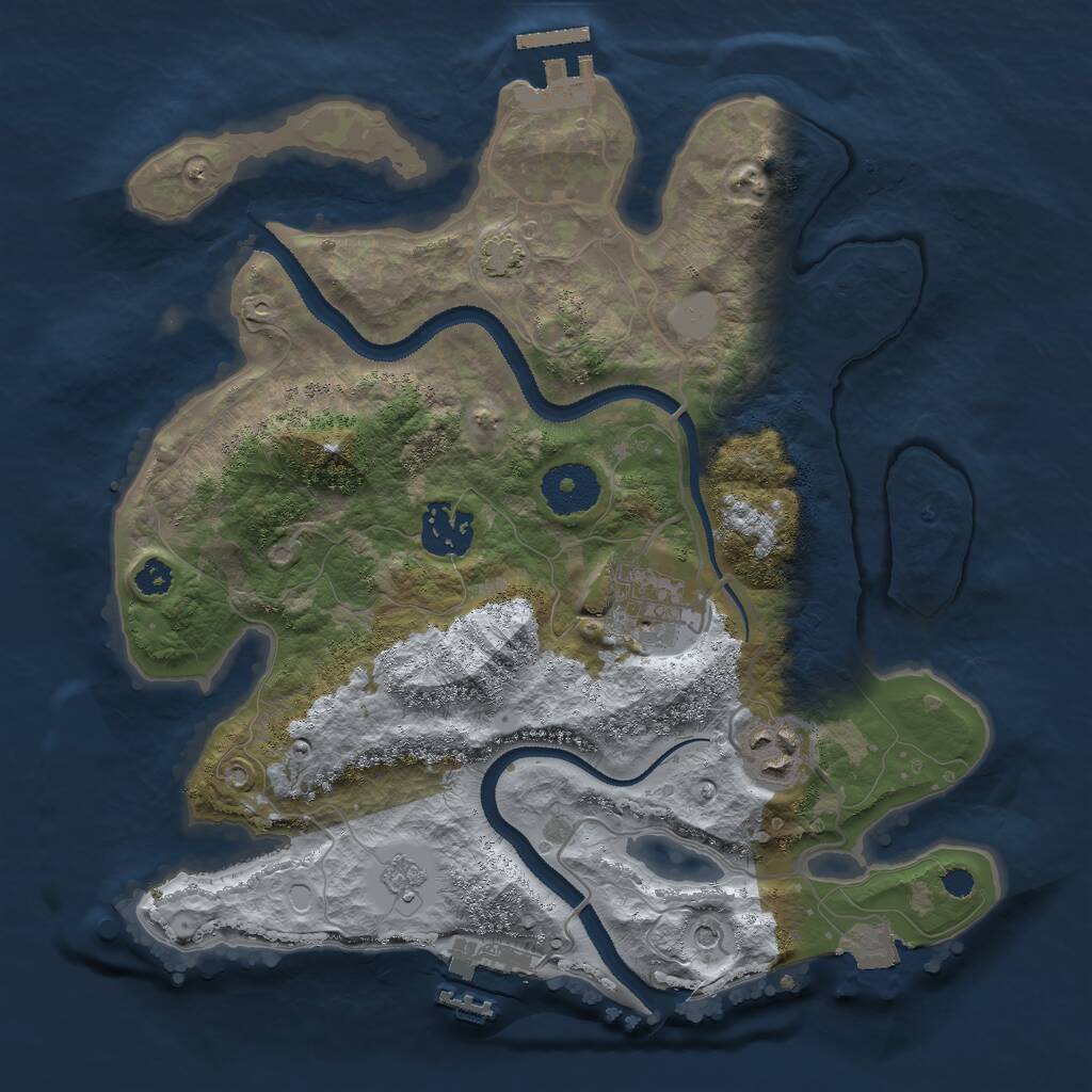 Rust Map: Procedural Map, Size: 3000, Seed: 617474686, 9 Monuments