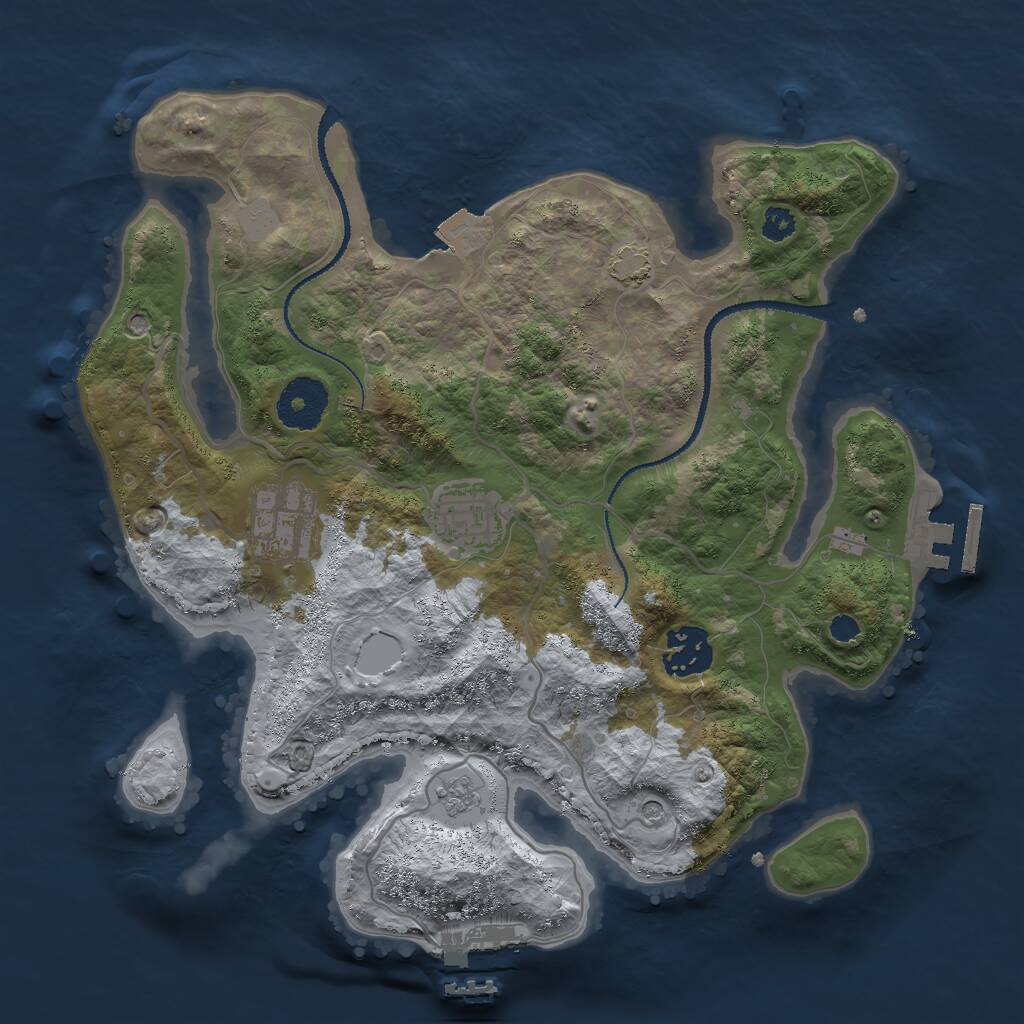 Rust Map: Procedural Map, Size: 3000, Seed: 5864297, 9 Monuments