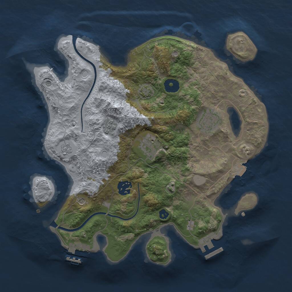 Rust Map: Procedural Map, Size: 3000, Seed: 634277443, 10 Monuments