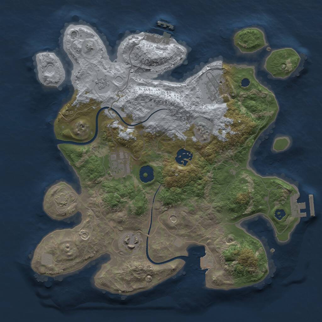 Rust Map: Procedural Map, Size: 3000, Seed: 6831740, 10 Monuments