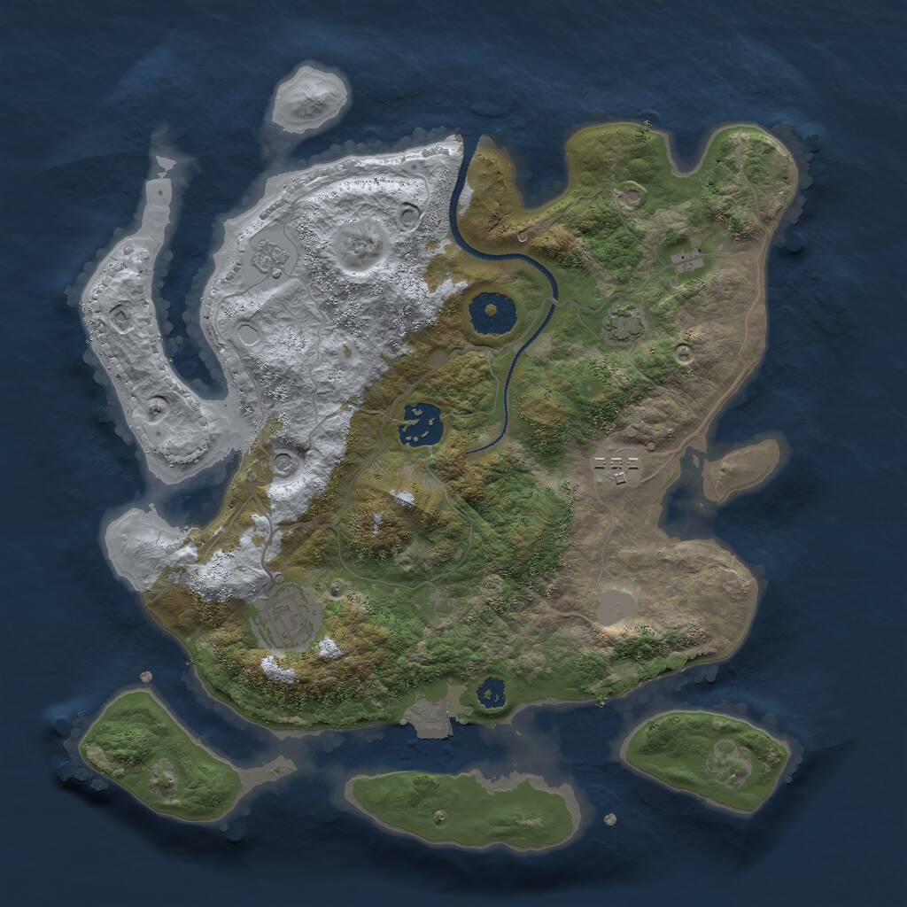 Rust Map: Procedural Map, Size: 3000, Seed: 5649, 7 Monuments