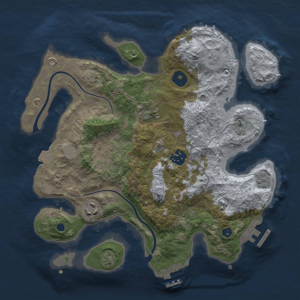 Rust Map: Procedural Map, Size: 3000, Seed: 43925, 9 Monuments