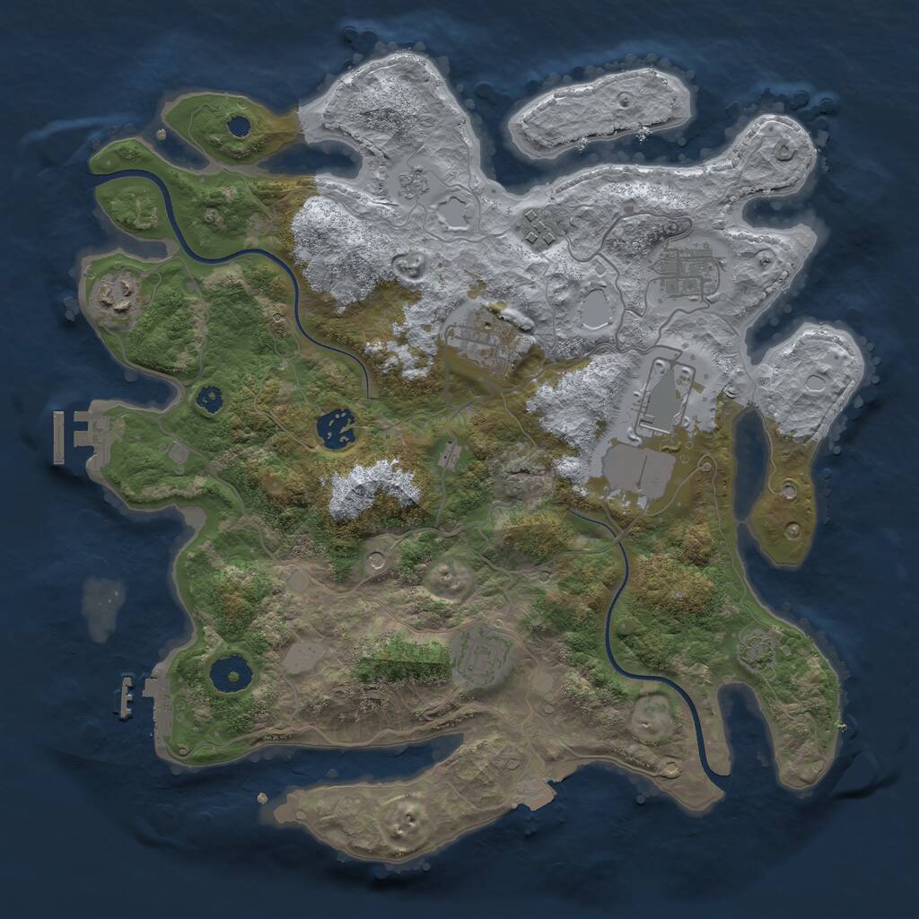 Rust Map: Procedural Map, Size: 3500, Seed: 2341687, 13 Monuments