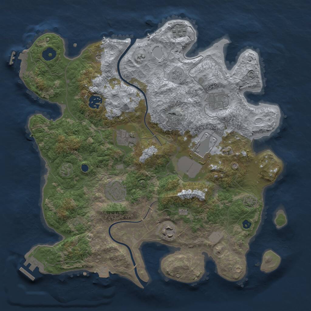 Rust Map: Procedural Map, Size: 3500, Seed: 36944, 13 Monuments