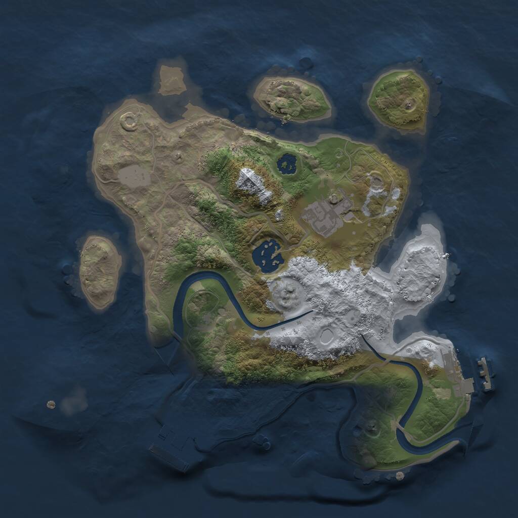 Rust Map: Procedural Map, Size: 2500, Seed: 435467590, 5 Monuments