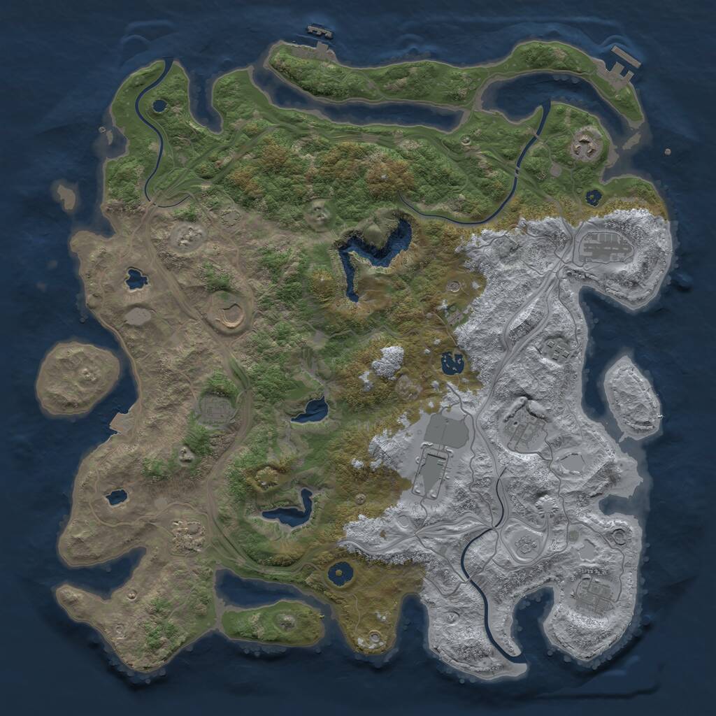 Rust Map: Procedural Map, Size: 4500, Seed: 1949935302, 16 Monuments
