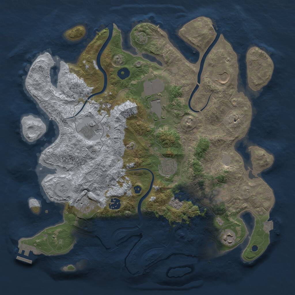 Rust Map: Procedural Map, Size: 3750, Seed: 845881330, 14 Monuments