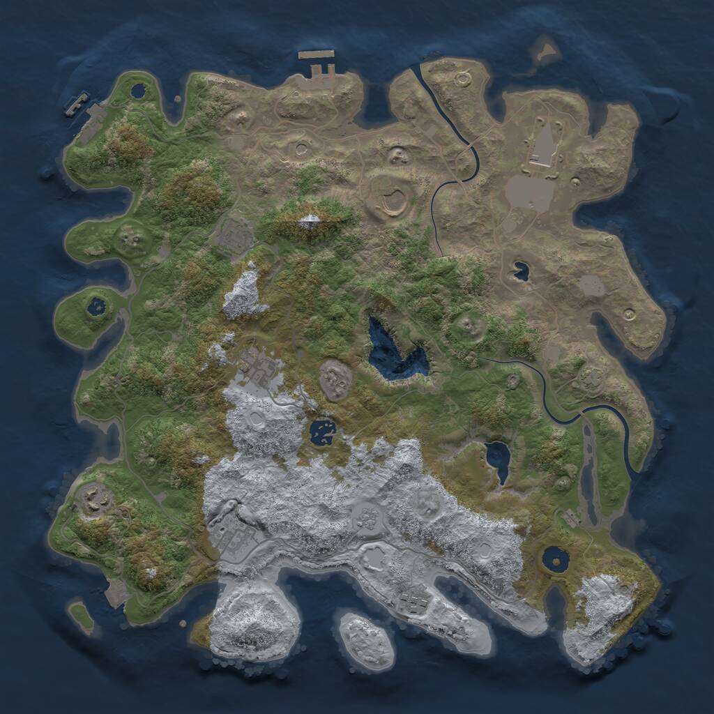 Rust Map: Procedural Map, Size: 4000, Seed: 1916256637, 14 Monuments