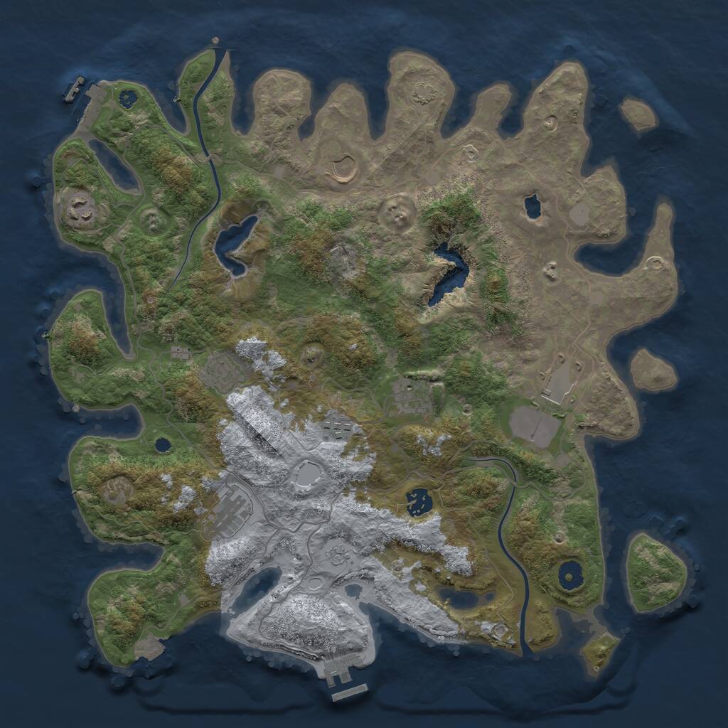 Rust Map: Procedural Map, Size: 4000, Seed: 683098387, 13 Monuments