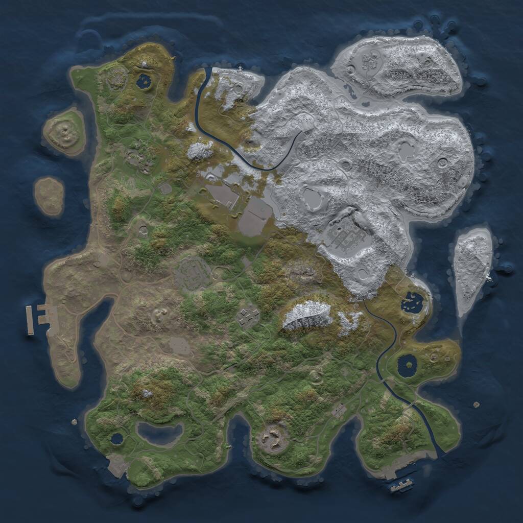 Rust Map: Procedural Map, Size: 3600, Seed: 1600602450, 13 Monuments