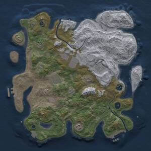 Thumbnail Rust Map: Procedural Map, Size: 3600, Seed: 1600602450, 13 Monuments