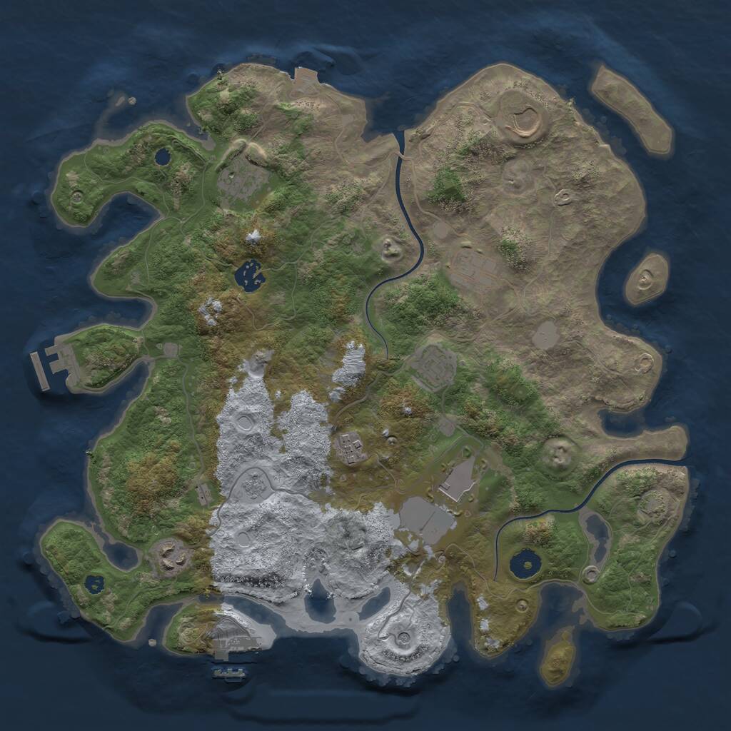 Rust Map: Procedural Map, Size: 3700, Seed: 800092176, 14 Monuments