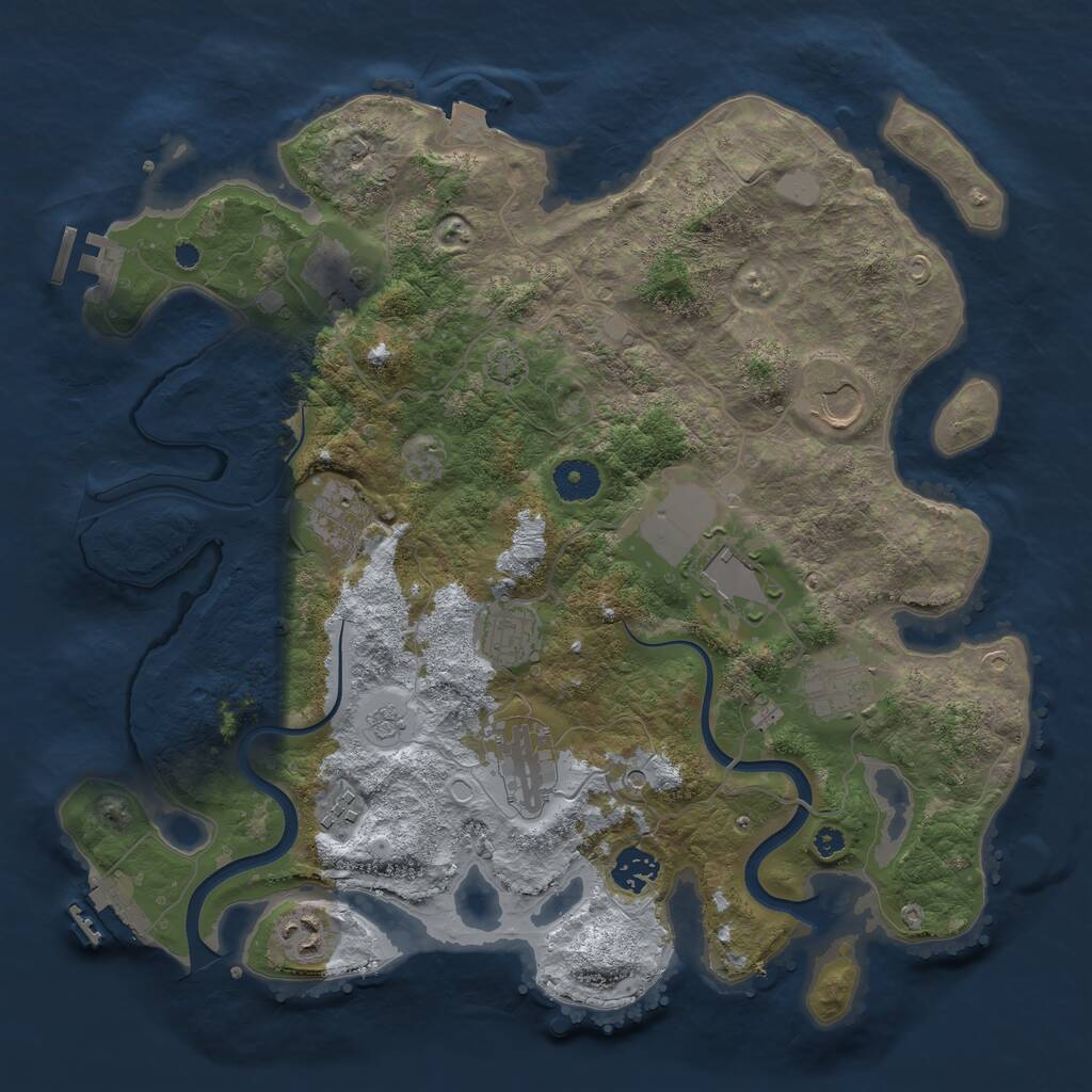 Rust Map: Procedural Map, Size: 3700, Seed: 800092176, 16 Monuments