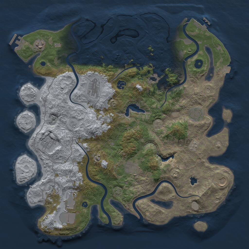 Rust Map: Procedural Map, Size: 4200, Seed: 78943573, 17 Monuments