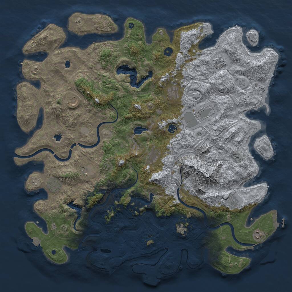 Rust Map: Procedural Map, Size: 5000, Seed: 123840, 17 Monuments