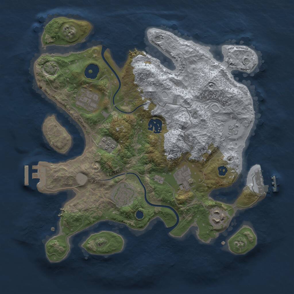 Rust Map: Procedural Map, Size: 3000, Seed: 7542183, 11 Monuments