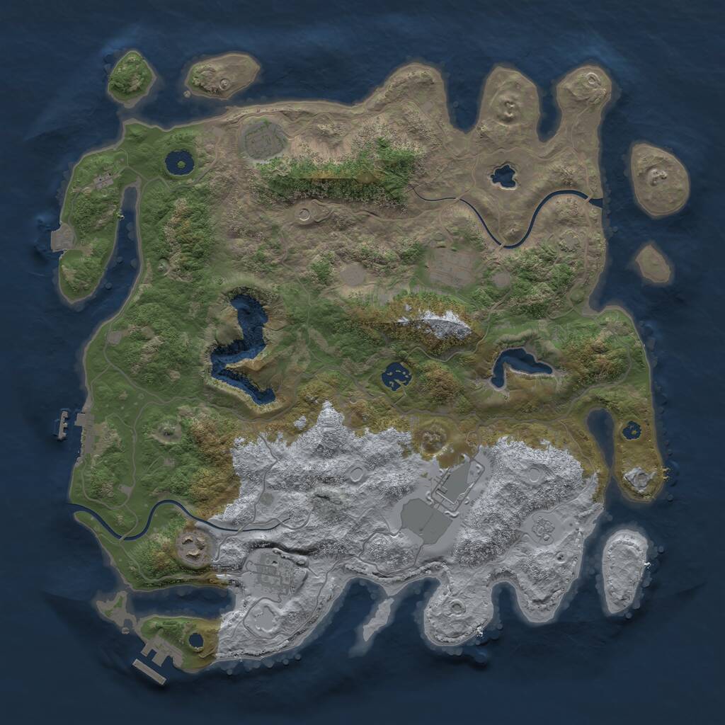 Rust Map: Procedural Map, Size: 4000, Seed: 1079381710, 12 Monuments