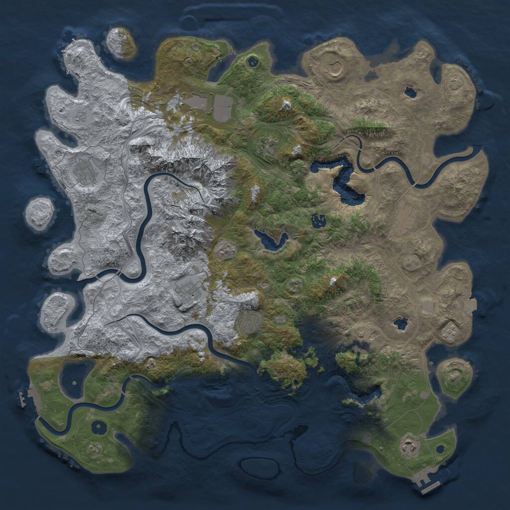 Rust Map: Procedural Map, Size: 5000, Seed: 743788516, 17 Monuments