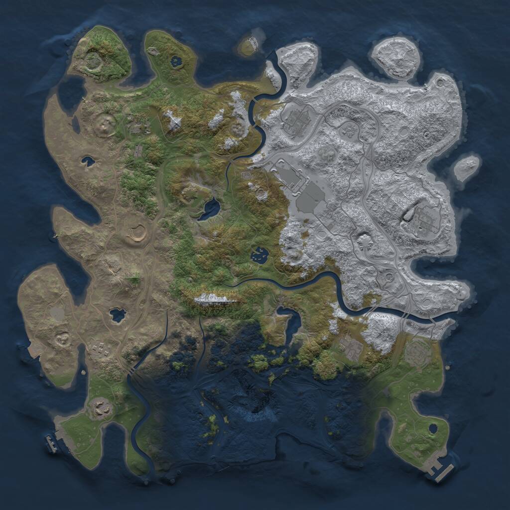 Rust Map: Procedural Map, Size: 4500, Seed: 550693336, 16 Monuments