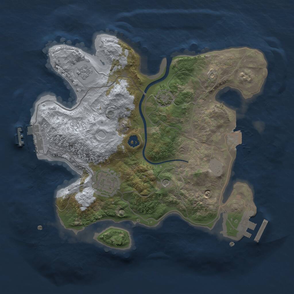 Rust Map: Procedural Map, Size: 2500, Seed: 37841, 7 Monuments