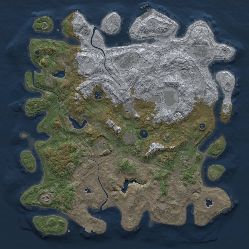 Rust Map: Procedural Map, Size: 4500, Seed: 1125165551, 15 Monuments