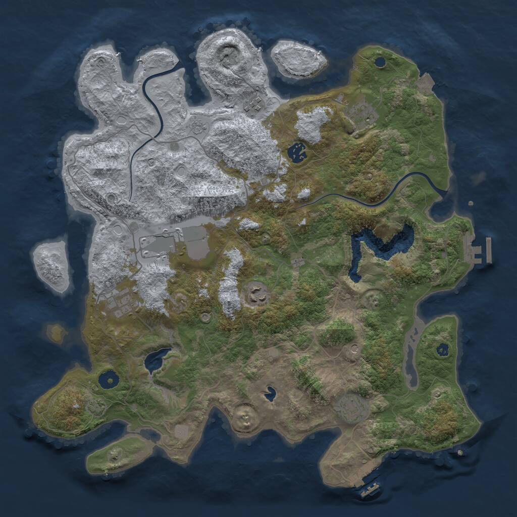 Rust Map: Procedural Map, Size: 4000, Seed: 1283833089, 13 Monuments