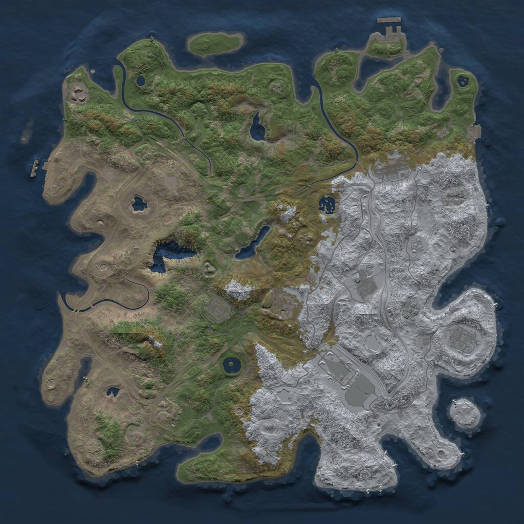 Rust Map: Procedural Map, Size: 4500, Seed: 49261735, 16 Monuments