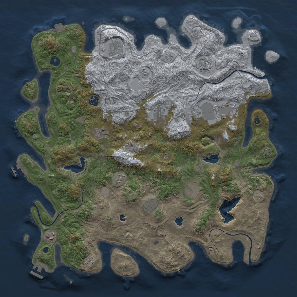 Rust Map: Procedural Map, Size: 4500, Seed: 458115547, 16 Monuments