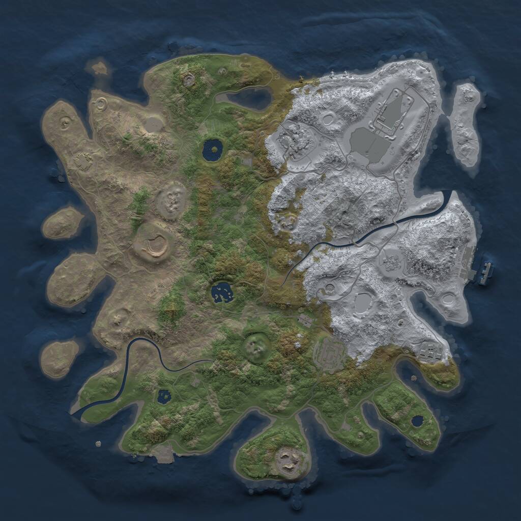 Rust Map: Procedural Map, Size: 3600, Seed: 1065452266, 12 Monuments