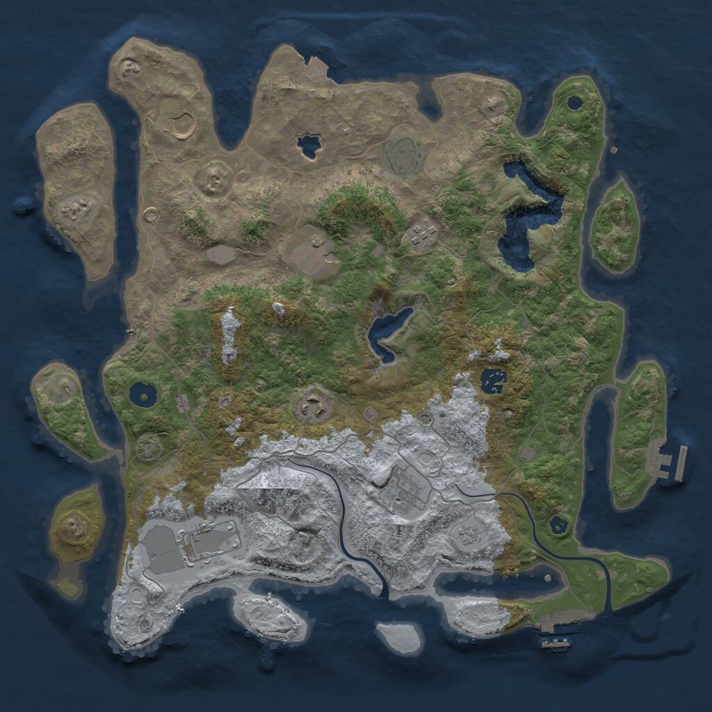 Rust Map: Procedural Map, Size: 4000, Seed: 14113497, 14 Monuments