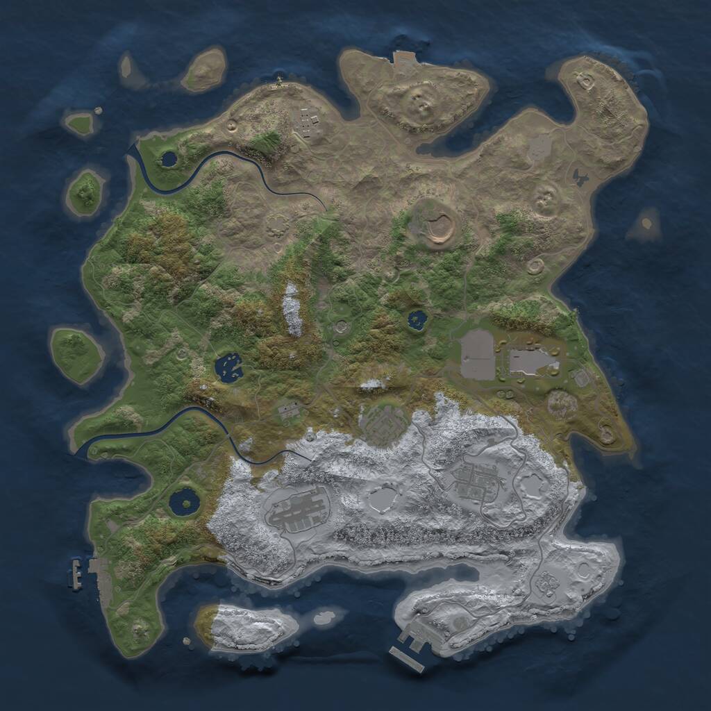 Rust Map: Procedural Map, Size: 3700, Seed: 1294479218, 13 Monuments