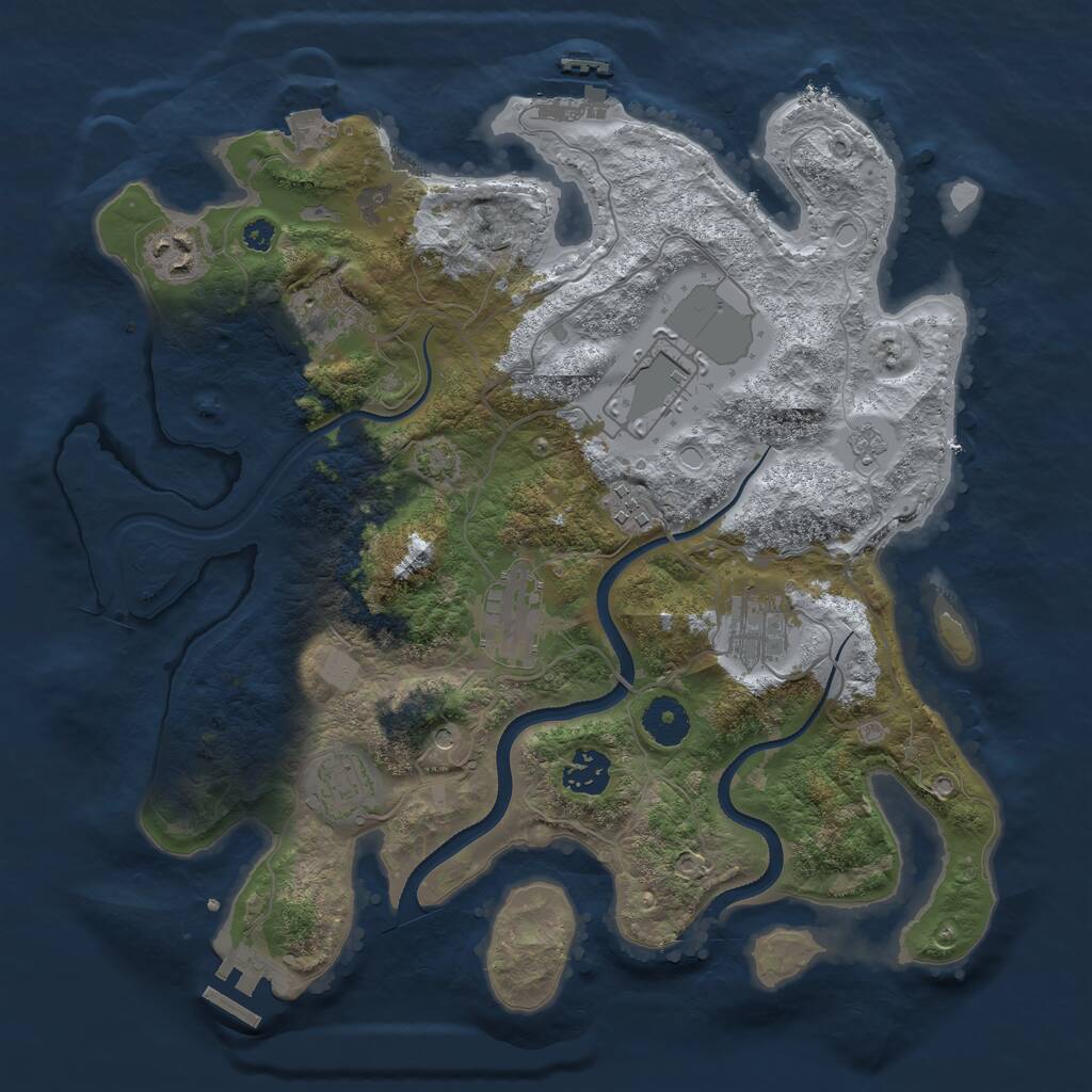 Rust Map: Procedural Map, Size: 3500, Seed: 366094408, 14 Monuments