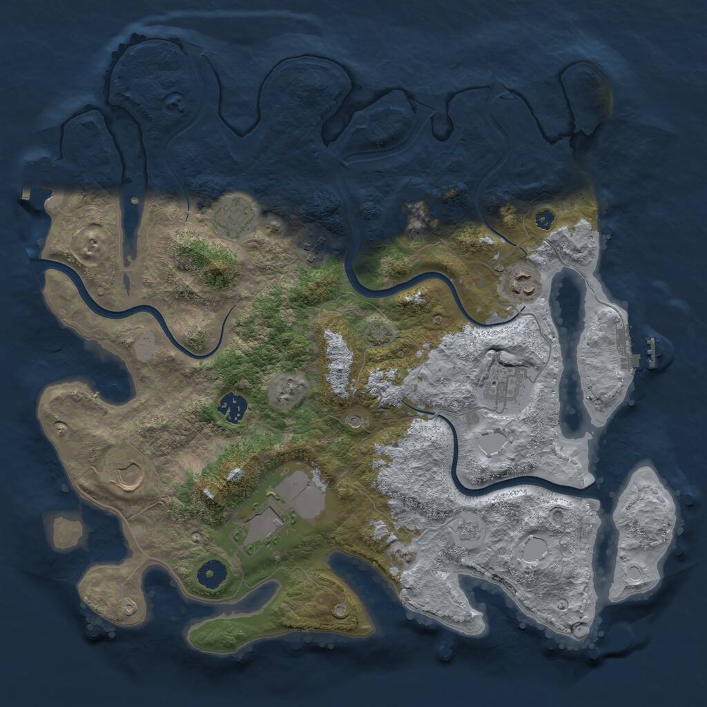 Rust Map: Procedural Map, Size: 3750, Seed: 80314592, 14 Monuments