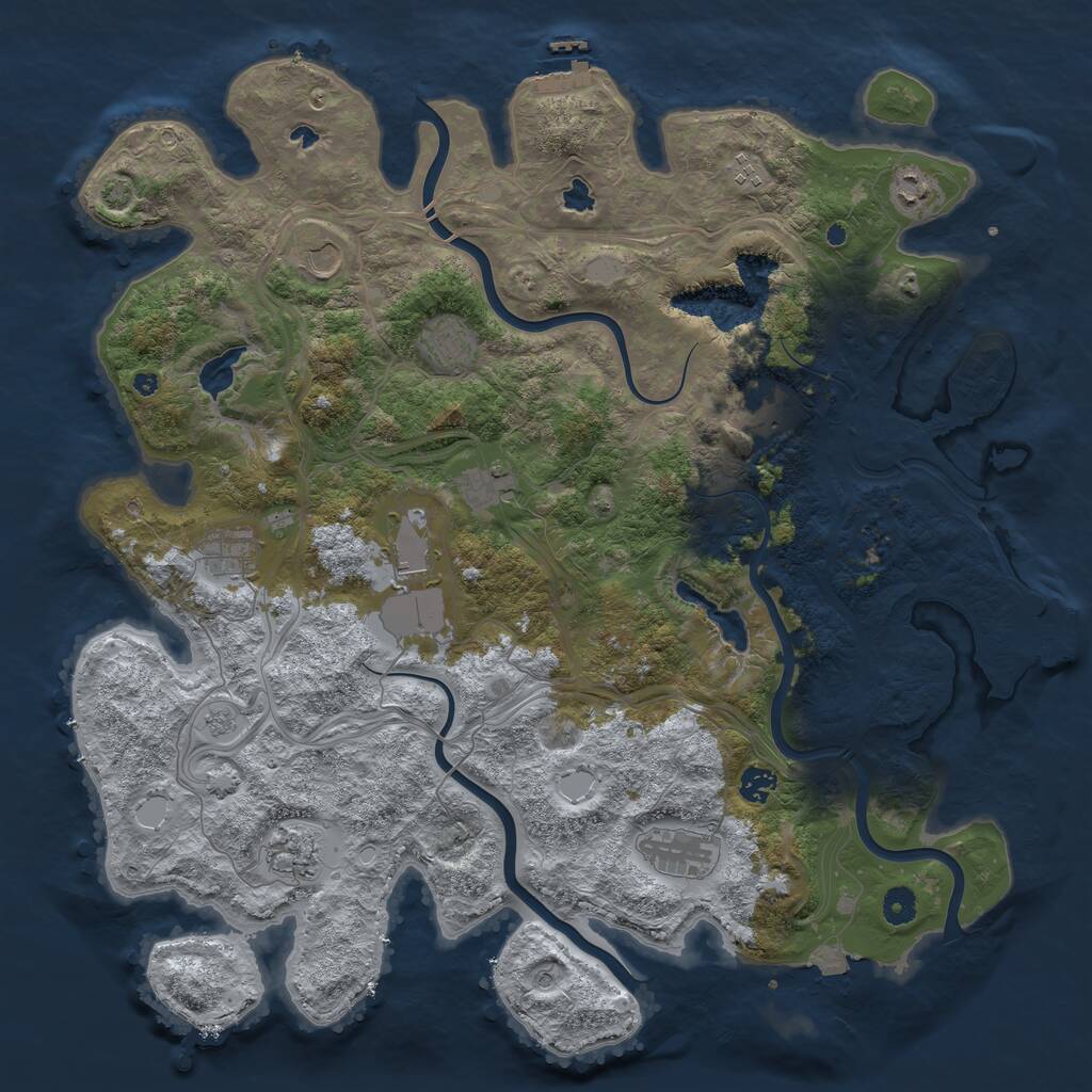 Rust Map: Procedural Map, Size: 4500, Seed: 1279500371, 17 Monuments